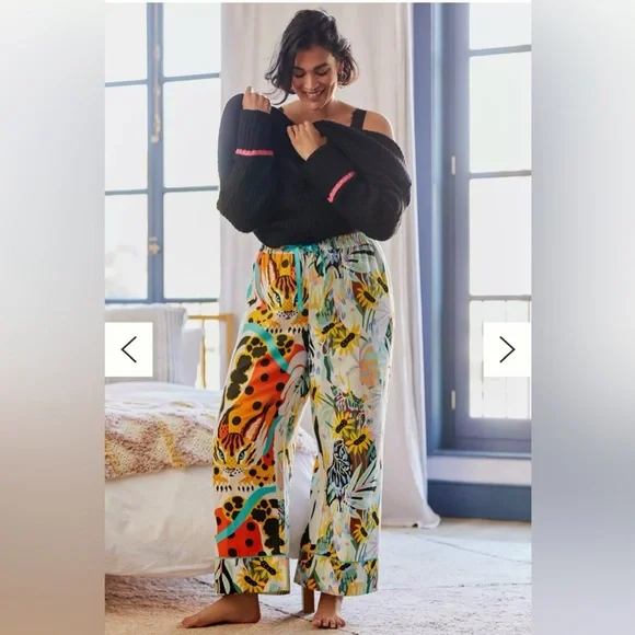 Marcos Navarro for Anthropologie Flannel Sleep Pants Animal Print Colorful, M - Picture 4 of 14